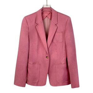 MaxMara Womens Pink Wool Blazer Jacket With Notch Lapel & Single Button Closure